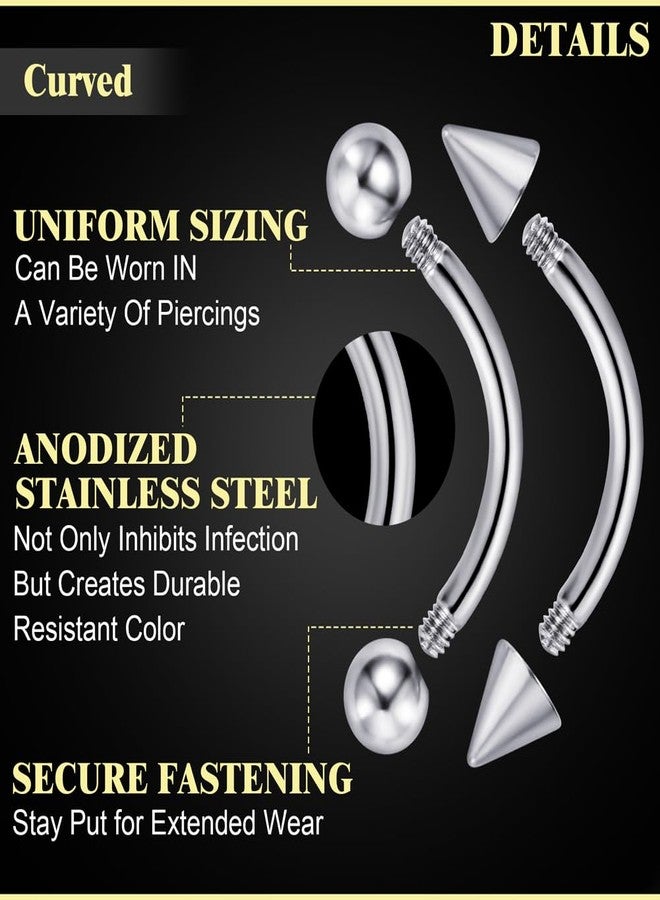 intera Surgical Steel 16G Eyebrow Piercing Jewelry Vertical Labret Lip Rings Jewelry for Women Men Curved Barbell Rook Daith Piercing Jewelry 6mm/8mm/10mm/12mm - Image 4